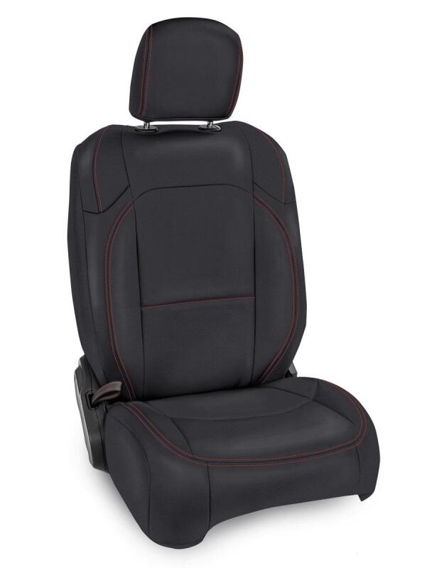 Jeep Gladiator JT Front Seat Covers - PRP Seats - Pocket Back, Molle Back, Manual Seat Adjusters - Black with Red Stitching - `20-`27
